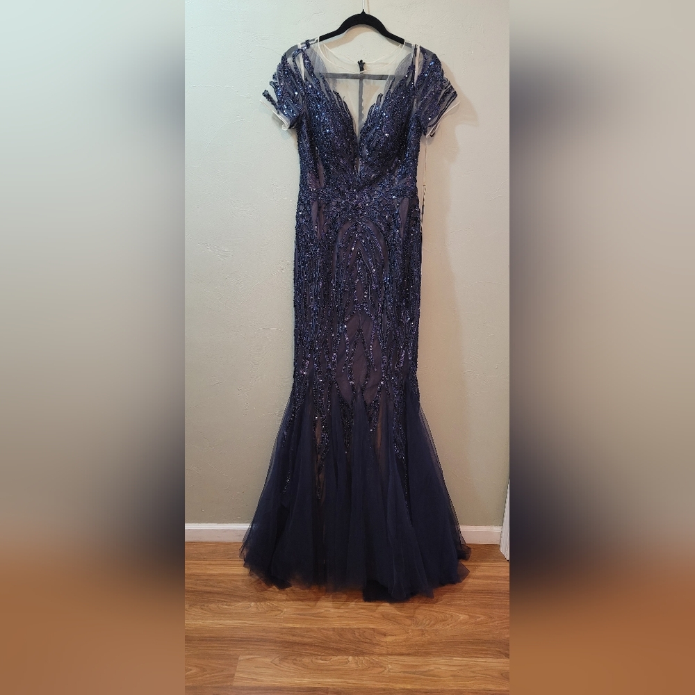 Alexander by Daymor Navy Trumpet Gown - Picture 2 of 9